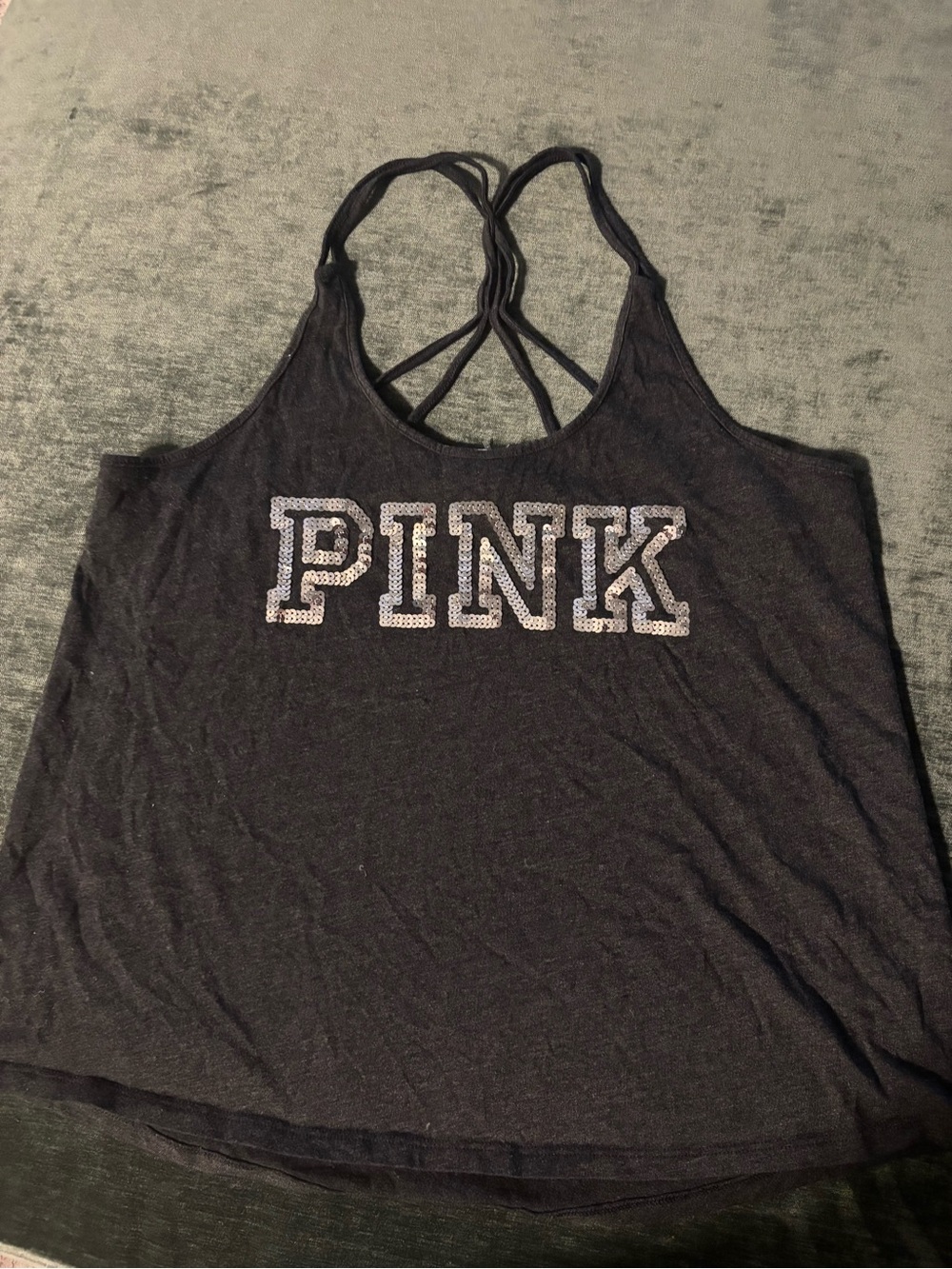PINK Victoria's Secret Women's grey Strappy Tank Top